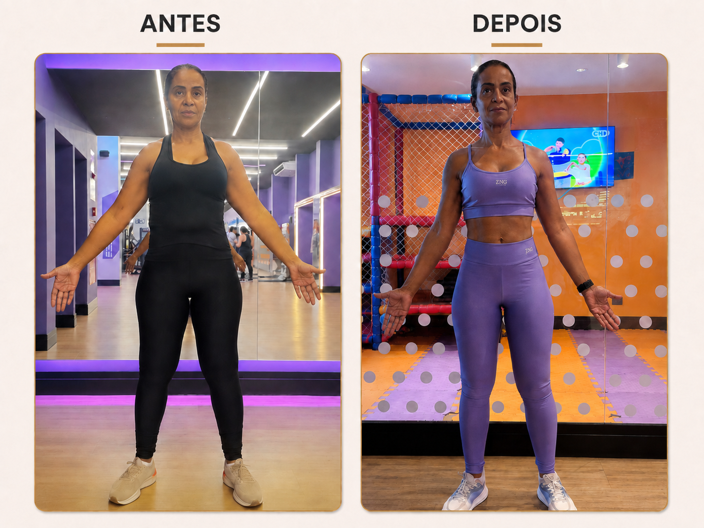 Aluna antes e depois da consultoria online Pierre Soares